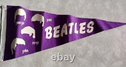 Beatles Pennant George Paul Ringo Starr John Lennon Full Size Vintage Purple