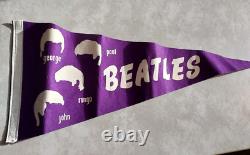 Beatles Pennant George Paul Ringo Starr John Lennon Full Size Vintage Purple
