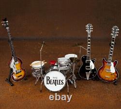 Beatles SET OF 4 Collectible Fab Four Mini Guitar and Drum Replicas 14 scale