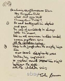Bungalow Bill Lyric Published by the estate of John Lennon in 1995 the Beatles