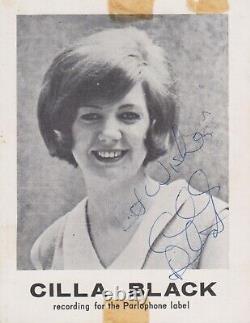 Cilla Black autograph signed NEMS Promo Card John Lennon Paul McCartney Beatles