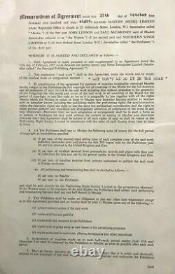 Contracts Signing Away Ownership of Beatles Songs Signed by John Lennon, 1968