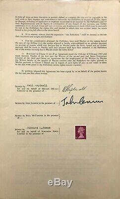 Contracts Signing Away Ownership of Beatles Songs Signed by John Lennon, 1968