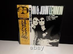 ELTON JOHN and JOHN LENNON Live Lp Japan Obi- Beatles 1974 Yellow Poster