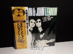 ELTON JOHN and JOHN LENNON Live Lp Japan Obi-NM-Beatles 1974 Yellow Poster