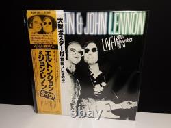 ELTON JOHN and JOHN LENNON Live Lp Japan Obi-NM-Beatles 1974 Yellow Poster