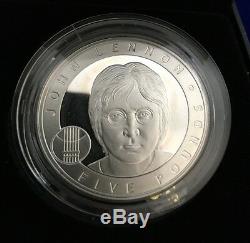 Great Britain 2010 £5 John Lennon Beatles Superb Proof Silver Coin In Box