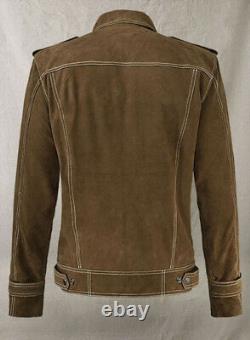 Handmade Rubber Soul The Beatles John Lennon Brown Suede Leather Jacket