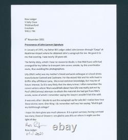 JOHN LENNON AUTOGRAPHED PAGE HAND SIGNED with JSA COA LOA LONDON 1971 THE BEATLES