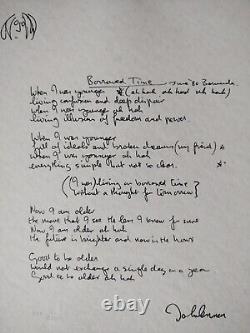JOHN LENNON Borrowed Time Lyrics 438/1000 Official Bag One Arts Beatles Framed
