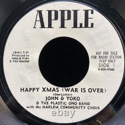 JOHN LENNON Happy Xmas (War Is Over) Rare White Label Promo 7 45 BEATLES