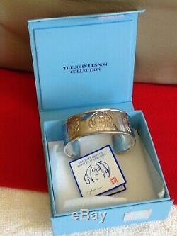 JOHN LENNON IMAGINE THE BEATLES Sterling Silver 925 SIGNED CUFF BRACELET IN BOX