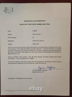 JOHN LENNON, Limited Edition Serigraph'TASTE