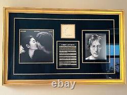 JOHN LENNON Signed Beatles Vintage Autograph Museum Framed + Yoko Ono signed PSA