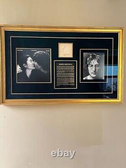 JOHN LENNON Signed Beatles Vintage Autograph Museum Framed + Yoko Ono signed PSA