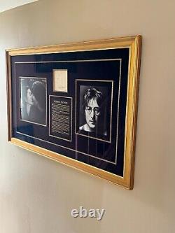 JOHN LENNON Signed Beatles Vintage Autograph Museum Framed + Yoko Ono signed PSA