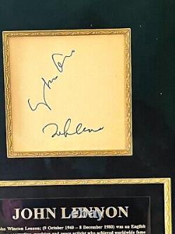 JOHN LENNON Signed Beatles Vintage Autograph Museum Framed + Yoko Ono signed PSA