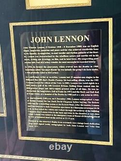 JOHN LENNON Signed Beatles Vintage Autograph Museum Framed + Yoko Ono signed PSA