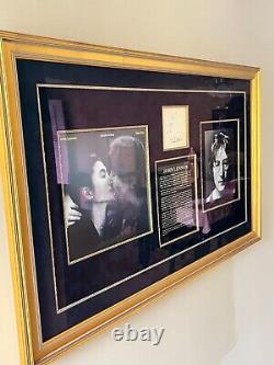 JOHN LENNON Signed Beatles Vintage Autograph Museum Framed + Yoko Ono signed PSA