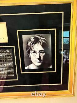 JOHN LENNON Signed Beatles Vintage Autograph Museum Framed + Yoko Ono signed PSA