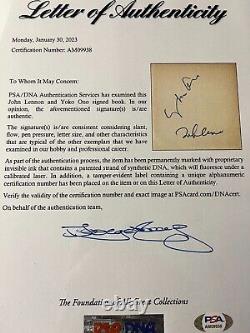 JOHN LENNON Signed Beatles Vintage Autograph Museum Framed + Yoko Ono signed PSA