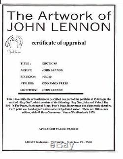 JOHN LENNON Signed w COA Bag One Lithograph EROTIC #5 Autograph THE BEATLES