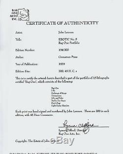 JOHN LENNON Signed w COA Bag One Lithograph EROTIC #5 Autograph THE BEATLES