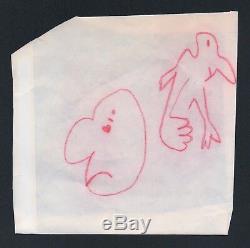 JOHN LENNON crayon sketches/doodles (3) with letter of provenance THE BEATLES