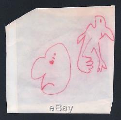 JOHN LENNON crayon sketches/doodles (3) with letter of provenance THE BEATLES