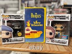 JOHN LENNON in Peacoat CHASE & NYCC FUNKO POPS & WORKING YELLOW SUBMARINE VHS