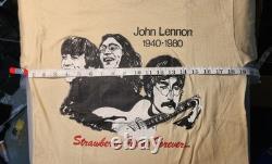John Lennon 1940-1980 Memorial T-Shirt Strawberry Fields Forever Vtg L Beatles