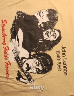 John Lennon 1940-1980 Memorial T-Shirt Strawberry Fields Forever Vtg L Beatles