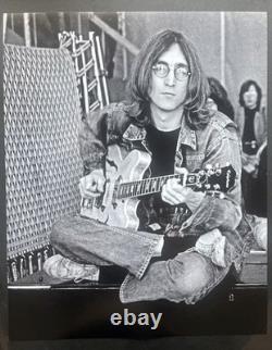 John Lennon 1968 Iconic Guitar Jeans Glasses Stamped Rare Vintage 16x20 Photo