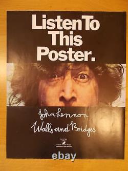 John Lennon 1974 UK Walls& Bridges Listen To This Apple Promotional Poster Rare
