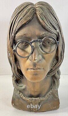 John Lennon 1980 Chalkware Plaster Bust Sculpture by Neal Martz ESCO