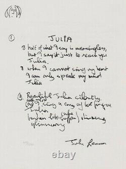 John Lennon Artwork Beatles Lyric Julia (Limited Edition Print)