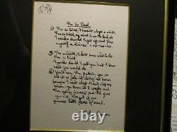 John Lennon Artwork I'm So Tired Lyrics Limited Edition #d Print The Beatles Coa