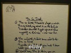 John Lennon Artwork I'm So Tired Lyrics Limited Edition #d Print The Beatles Coa