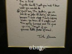 John Lennon Artwork I'm So Tired Lyrics Limited Edition #d Print The Beatles Coa