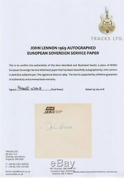 John Lennon Authentic Autograph Signed 1969 Tracks Certificate