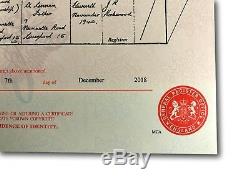 John Lennon Authentic Certified Uk Birth Certificate Copy Authentic Beatles