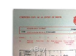 John Lennon Authentic Certified Uk Birth Certificate Copy Authentic Beatles