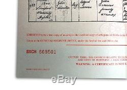 John Lennon Authentic Certified Uk Birth Certificate Copy Authentic Beatles