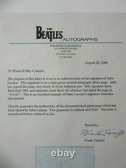 John Lennon-Beatles 1963 Early Authentic Signed Album Page plus COA Caiazzo