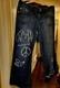 John Lennon Beatles Bleached Painted Hippie Bell Bottoms Lowrise Upcyled SZ 13
