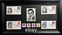 John Lennon Beatles Custom 29x17 Collage with USPS First Day Cover Stamp Display