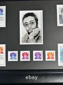John Lennon Beatles Custom 29x17 Collage with USPS First Day Cover Stamp Display