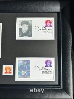 John Lennon Beatles Custom 29x17 Collage with USPS First Day Cover Stamp Display