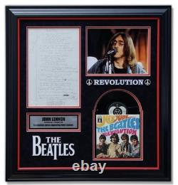 John Lennon Beatles Revolution Lyrics Handwritten Signed Autograph Museum Frame