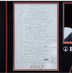 John Lennon Beatles Revolution Lyrics Handwritten Signed Autograph Museum Frame